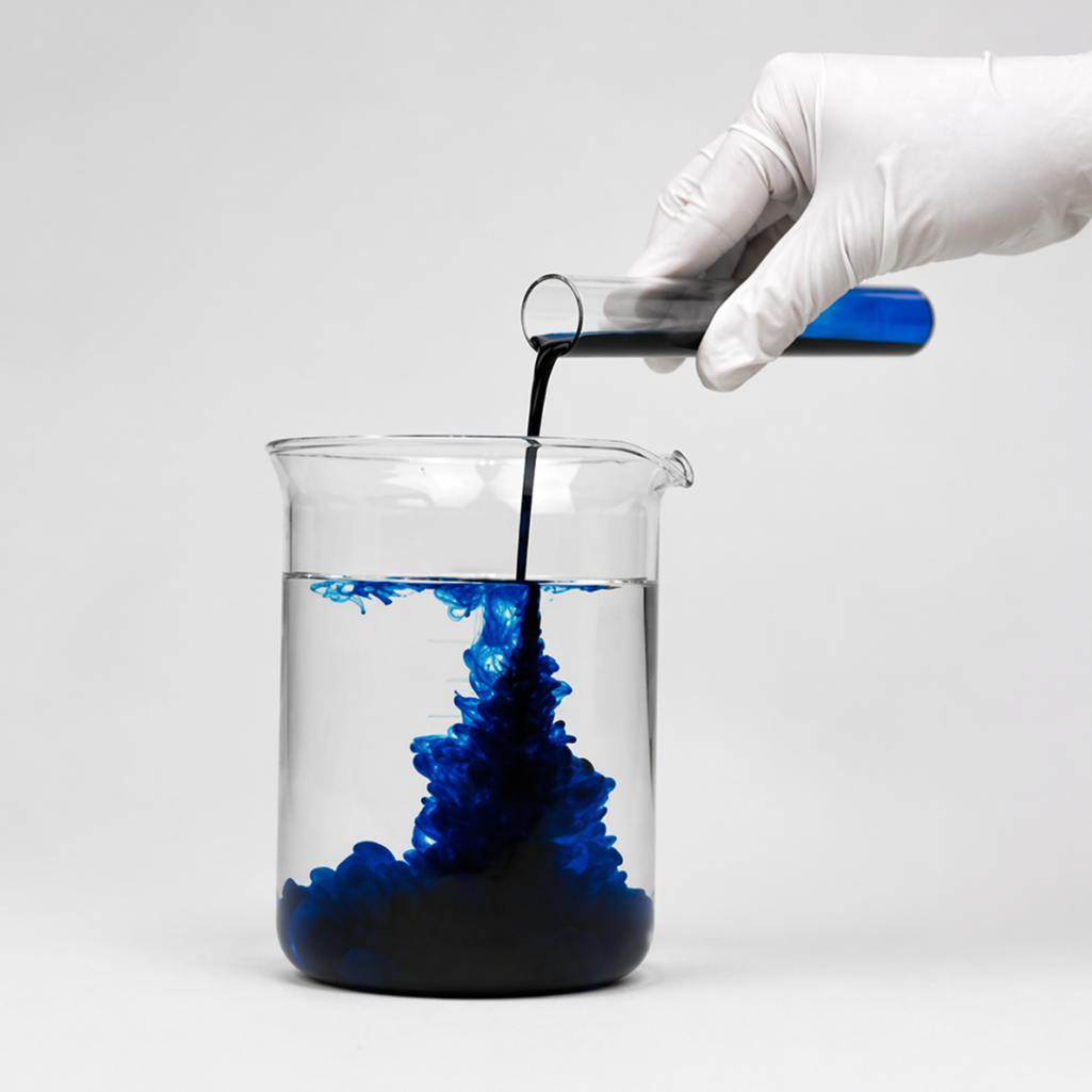 Foto producto en uso Aplicación de Dark Blue en fosa de sanitario portátil
